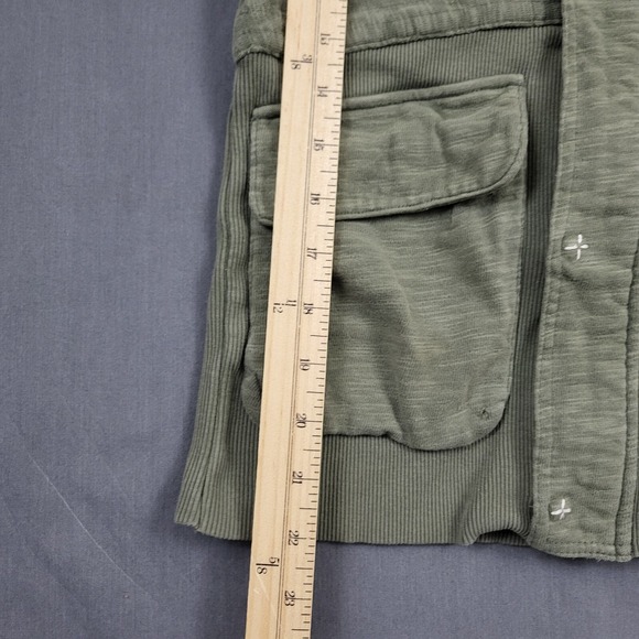 Element Womens Olive Green Slub Knit Utility Cargo Hoodie Jacket Snap Front S - Picture 3 of 16